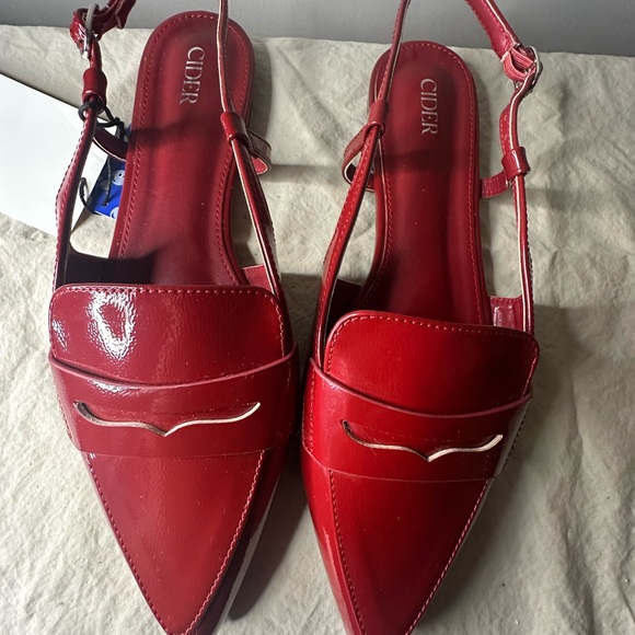 Cider Red Patent Slingback Loafers - Picture 2 of 4